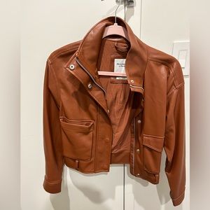 Brown vegan leather jacket